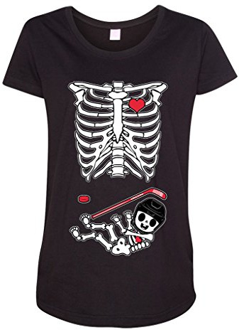 Baby Hockey Puck Sports Cute Pregnant Mommy Maternity DT T-Shirt Tee (Medium, Black)