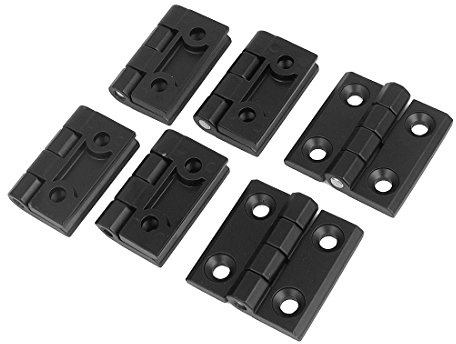 sourcing map Porte Armoire Meubles Roulement Billes Aluminium Noir Charnières 50mmX50mm 6pcs