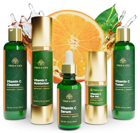Tree of Life Beauty Ultimate Skin Care Set, Brightening, Firming, Hydrating, Moisturizing, Brightening, Complete Face Care Regimen - Total Vitamin C Face Serum Collection 5pack