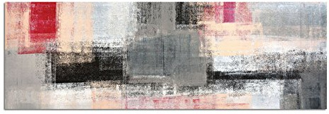 Paul Sinus Art 120x40cm Leinwandbild - Kunstdruck Kunstmalerei abstrakt grau rot gelb weiß