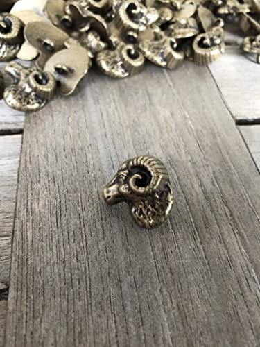 6 Stück Metall Knöpfe messing bronze Widder 21mm Trachtenknopf mit Öse