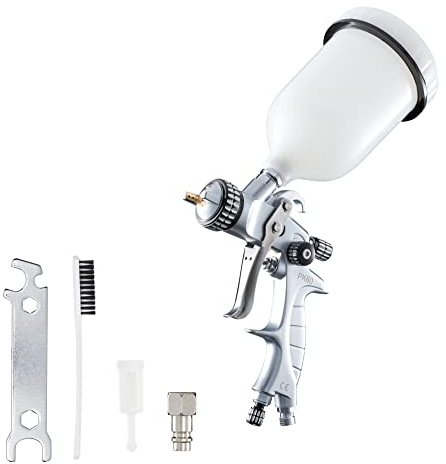 BenBow Färgsprutpistol PK60 HVLP 1,4 mm + munstycke + 600 ml plastkopp – optimal för basfärger och klarlacker - Spray Gun