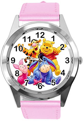 TAPORT Orologio al quarzo con cinturino in pelle rosa per i fan dell'orsacchiotto, Cinturino