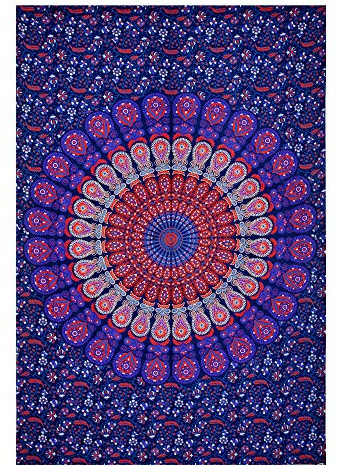 FUTURE HANDMADE Wandteppich mit Mandala-Motiv, Galaxie, Stern, Sonne, Mond, Batik, Wandbehang, indischer, psychedelischer Hippie-Stil, Strandtuch, Überwurf, bohèmetypischer Stil