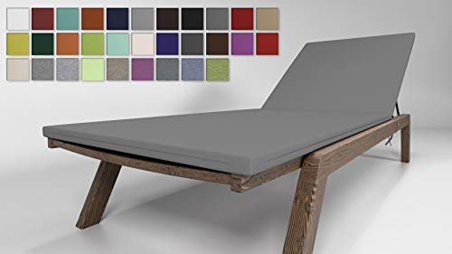 Rollmayer Sitzkissen für Sonnenliege Auflage Polster für Gartenliege Liegestuhl Strandliege Kollektion Vivid (Silbergrau 31, 190x54x4cm - 1 Stück)