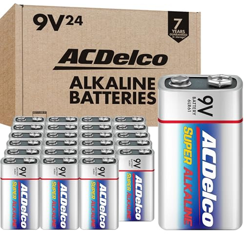 ACDelco 24-Count 9V Batteries, Maximum Power Super Alkaline Battery for Home and Office, 7-Year Shelf Life, Reclosable Packaging
