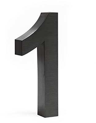 Wiltec Numero civico 1 3D Arial 20 cm antracite acciaio uso esterno, incl materiale di montaggio