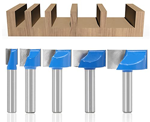 APLUS Lot de 5 Embouts de Fraises Droites avec Tige de 8 mm pour le Travail du Bois 10/15/20/25/30mm