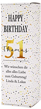 Herz & Heim® Flaschen-Verpackung mit Personalisierung Geburtstag Golden Age