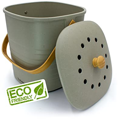 YourCasa Biomülleimer Küche klein 4L geruchsdicht für Biomüll - Komposteimer mit Aktivkohlefilter - nachhaltiger Bio Mülleimer mit Deckel Abfalleimer Behälter Bioabfallbehälter Biotonne (4L Grau)