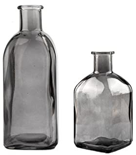 Clear Bud Vases 2 Sets Glass Colorful Small Vases for Flowers, Decorative Glass Bottles, Apothecary Jars, Mini Flower Vases for Wedding Centerpieces, Vintage Vase for Home Decor, Table Décor (Gray)