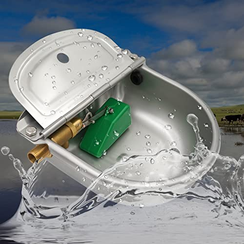 MUYIRTED Automatische Tränkebecken mit schwimmerventil 1/2 Zoll Pferdetränke, Schwimmertränkebecken Aus Rostfreier Stahl Tränke für Hunde Rinder Schafe ​Pferd Ziege