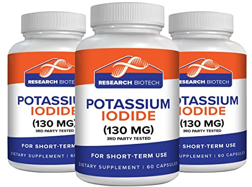 Max-Bio Potassium Iodide 130mg Capsules - 180 Count - Dietary Supplement for Thyroid Support and Protection