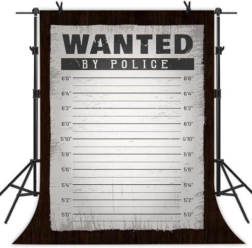MTMETY Soft Fabric Wanted by Police Mugshot Height Chart Poster Background Western Cowboy 6x9ft Birthday Wedding Bachelorette Party Decoration Studio Props RBJLSME028