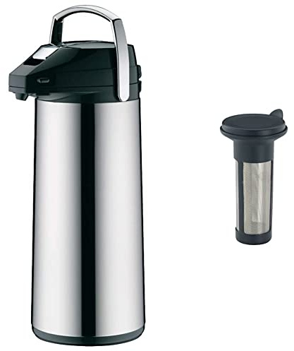 alfi Thermoskanne, Getränkespender groß, alfiDur Glaseinsatz, 3L & Teesieb Edelstahl für Teekanne, Aroma compact Teesieb für Thermoskanne oder Tasse, Teefilter 0097.000.000, 9 x 9 x 14,5 cm