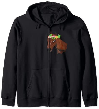 Pferd mit Blumenkranz geschmückt Kapuzenjacke
