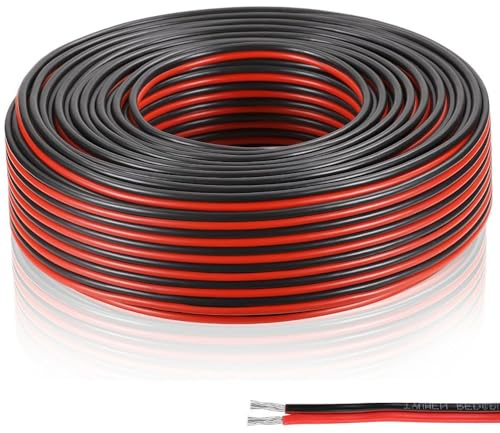 Udbrud 30 Meter 22AWG Elektrischer Draht, 0.3mm² 2 Adriges Kabel Erdkabel Stromkabel Verzinntes Kupferkabel Silikon Zwillingslitzen Verlängerungskabel für LED Strip Audio Elektronische Verdrahtung