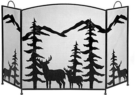 ONWEE Spark Guard 3-Panel freistehender Metall-Feuerschutz, Kamin-Feuerschutz, kindersicherer Zaun, Funkenschutz aus Stahl, pulverbeschichteter Schutzzaun – 56×32 Zoll. Sehnsucht nach Vision