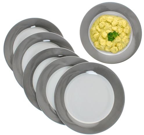 MamboCat Set di 6 piatti piani in porcellana colorata per 6 persone, piatti grandi colorati per pasti principali a colazione, pranzo, caffè e pane