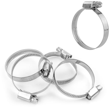 KCT 5 Pack - 35mm-51mm Hose Pipe Clamps Adjustable 304 Stainless Steel Metal Clips for Flexible Tube Worm Drive