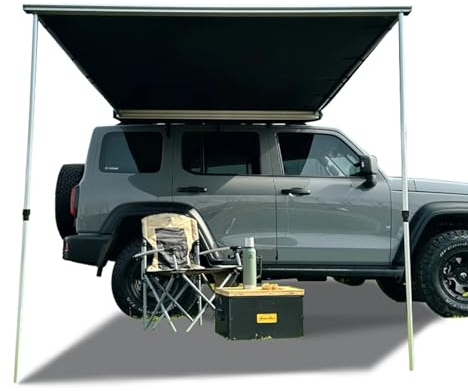 Vorzelt Wohnwagen Markise Sonnensegel 200x250cm Ausziehbare Auto Markise,Wasserdichte Auto 420D Oxford-Stoff,UV50+,Markisen Sichtschutz Vorderwand Bildschirm,für Camping Familientreffen Ausflüge ( Siz