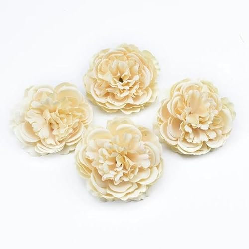 100 Stück künstliche Blumen Großhandel Seide Pfingstrose Weihnachtsgirlande Scrapbooking Hochzeit Wand Heimdekoration Zubehör Fake Rose-Beige-100 Stück