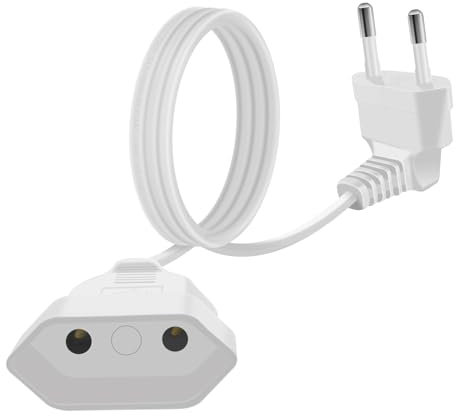 HuaLiSiJi Rallonge Câble Euro 2.5A 250V 625W Rallonge d'alimentation Euro Câble D'extension Euro Rallonge Electrique Plate, pour électroménagers TV Moniteur D'Ordinateur (Blanc, 2m)