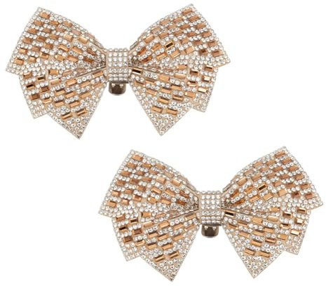 DELORIGIN 1 Paar Goldene Schuhclips Mit Schleife Schuhschnallen Mit Strasssteinen Und Schleife Für Hochzeiten Brautjungfern Abnehmbare Schuhclips Für Damen Partys High Heels Flats Pumps Basteln