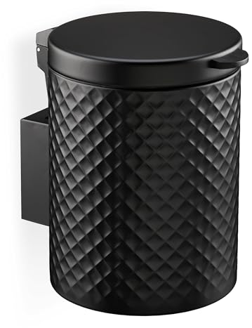 Relaxdays Cestino da Bagno da Muro, Pattumiera 5 L, Chiusura Automatica Secchio Interno Estraibile, in Ferro Opaco, Nero