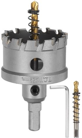 sourcing map Kit de scie-cloche en carbure de tungstène de 52 mm avec 2 forets centraux, ressorts, 1 clé pour acier inoxydable, cuivre, fer, aluminium