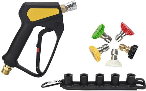 Bear Force Replacement Short Pressure Washer Gun Swivel with M22 Inlet-14mm &Spray 5 Tips & Nozzle Holder Compatible for Some of Karcher Greenworks Ryobi Homelite Pressure Washer