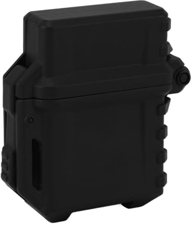 Lighter Storage Case Box Portable Heat Resistant Oil Proof Protective Lighter Container Organizer Holder (Black)