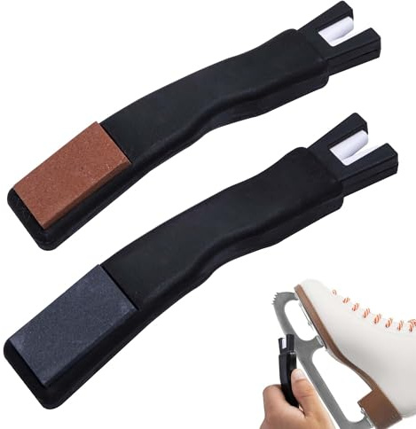 Shupakul 2 affilacoltelli in ceramica per pattini da ghiaccio - affilatrici a doppia faccia con pietra affilatrice - lama portatile per pattini da ghiaccio per pattini da hockey