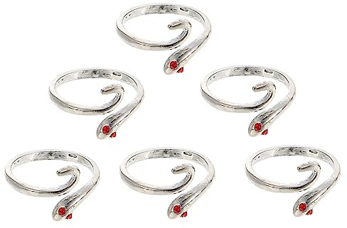 SEWACC 6stücke Silberfarbene Häkelringe Schlangen-design Verstellbare Offene Finger Ringe Praktische Crochet Accessoires Zum Stricken Und Dekorieren Für Damen