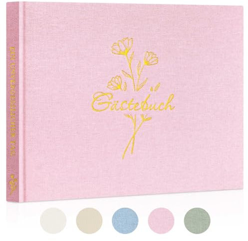 Lanpn Gästebuch Hochzeit, Gästebuch Geburtstag Hochzeitsalbum Hochzeitsgästebuch Blanko, Hochzeitsbuch Gästebücher, Leinen Gästebuch für Jubiläen Geburtstage Babyparty Taufe (108 Seiten, Rosa)