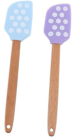 Cabilock 2piezas Espátulas De Silicona Duraderas Para Cocina Unidades Mango De Madera Para Tartas y Pasteles