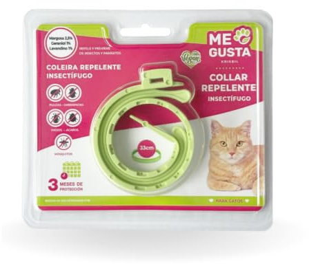 ME GUSTA Collar Repelente para Gatos con Geraniol | Repele Todo Tipo de Insectos | Fragancia Cítrica | 30 cm