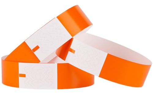 SOFPLATE 300 pz Braccialetti Arancioni per Eventi Braccialetti di Carta Braccialetti di Identificazione Autoadesivi Impermeabili Braccialetti Leggeri Regolabili per Eventi Concerti Feste Braccialetti