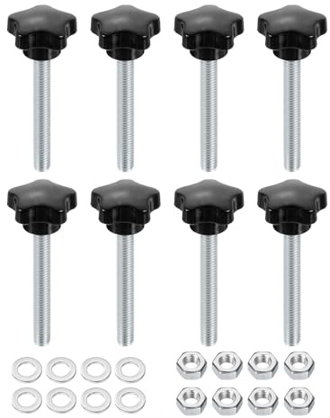 QUARKZMAN 8 Stück Sterngriffschraube M8 x 60mm mit Muttern Unterlegscheiben, Sterngriff Rändelschraube Verzinkter Kohlenstoffstahl 31mm Sterngriffmutter Klemmhebel für Maschinen Gerät