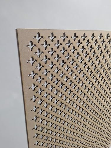 Panel decorativo de madera, tabique de pared, rejilla de cubierta de radiador, decoración de muebles, corte láser de tablero MDF de 3 mm de grosor (tamaño 1200 x 620 mm) con patrón de flor de lis