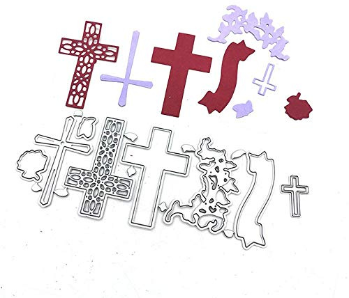 Amlhy Oster-Stanzformen für Kartenherstellung, Pastor, Kreuz, Stanzschablonen für DIY, Scrapbooking, Fotoalbum, dekorative Prägepapier-Bastelschablonen – E, 155 x 63 mm
