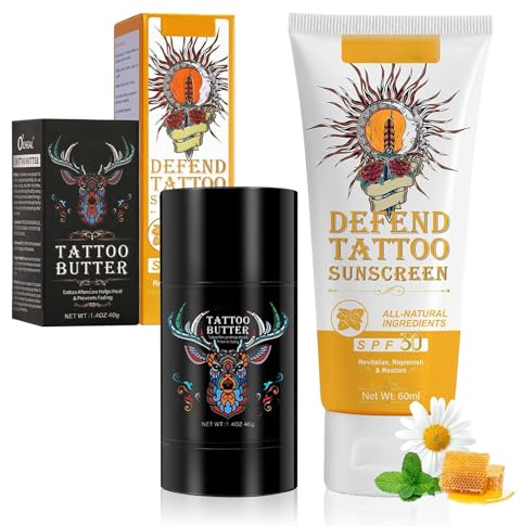 Altherona Tattoo Creme & Tattoo Butter, Tattoo Sonnencreme LSF 30 & Tattoocreme für Tattoo Pflege & Tattoo Farbe Verstakung, Feuchtigkeits Sonnencreme Tattoo & Tattoo Balm Verhindern das Ausbleichen