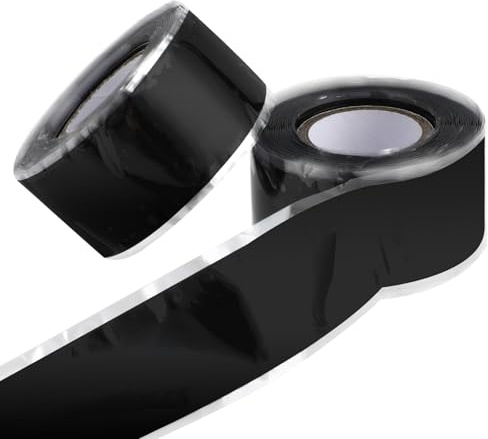 2 Rolls Self Fusing Silicone Tape, 1 in x 10 Ft Seal Waterproof Pipe Repair Tape for Heavy Duty Hose Leak Cable Winding Insulating Electrical Insulation Tapes Emergency Rescue Wrap(Black)