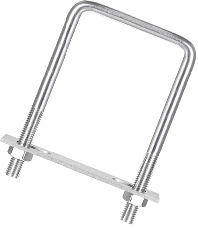 Unifizz Perno cuadrado en U, juego de 2 pernos en U de acero inoxidable 304 M10 de 80 mm de ancho interior de 120 mm de longitud con tuercas y placa de marco para automóviles, barcos, remolques