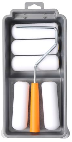 Mister Rui Mini Paint Roller 4 inch, Gloss Roller Set with Tray and Frame, Foam Roller Set for Flat Surfaces and Brings Smooth Finishes