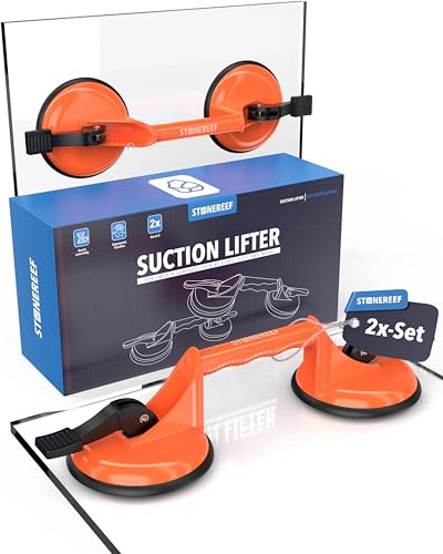 Sugkraft Heavy Duty (2-pack) – 100 kg vakuumlyftare av aluminium – professionell sugkraft för kakel, glas, terrassplattor, laminat och skivor – kakellagningsverktyg – halkfria sughandtag