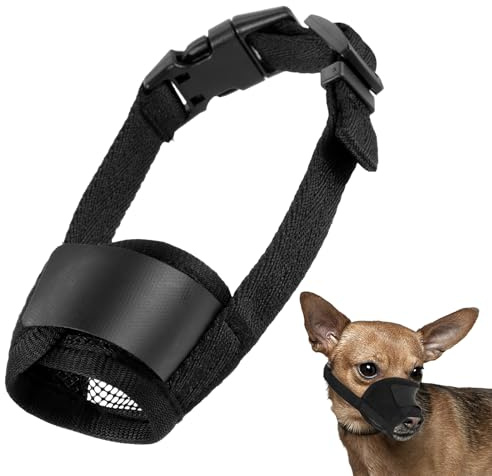Mesh Dog Muzzles for Small Dogs Breathable Nylon Muzzle for Small Medium Sized and Short Snout Dogs Puppy Muzzle Prevents Biting Adjustable Dog Mouth Cover (XS)