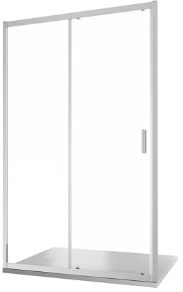 Box Doccia Nicchia 120cm Apertura Scorrevole Vetro Temperato 6mm Trasparente Profili Cromati h185cm mod. Tonga