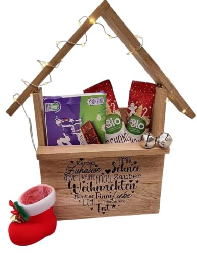 Holzhütte Geschenkverpackung | Weihnachten | Geschenk | personalisiertes Geschenk | Kleines Holzhaus | Wichteln | Geschenk zu Weihnachten | (Herz)