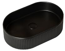 Bathroom Vessel Sink Porcelain Ceramic Washbasin Above Counter Modern Vanity Sink for Lavatory Bathroom Cabinet Countertop Basin No Faucet Included (C+Black)